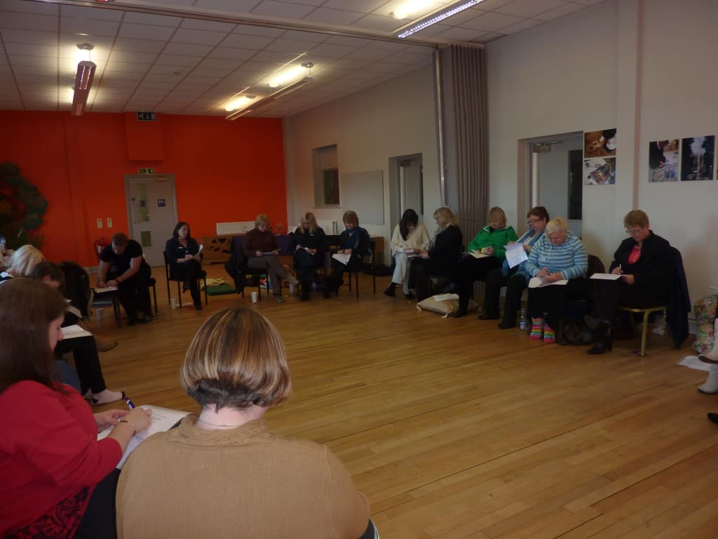 Guided by Angel workshop group Workshop group seated in a circle at a Guided by Angel workshop
