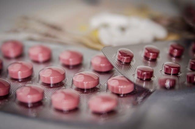 Medication Pink tablets in a blister pack