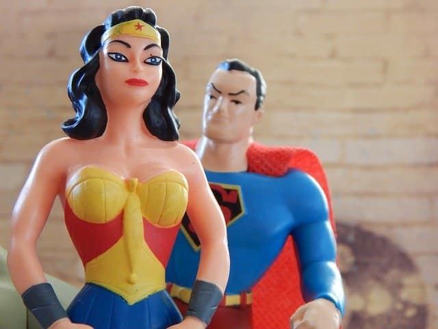 Relationships Wonder Woman and Superman toy figures side by side